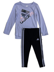 Adidas Toddler Girls Purple Long Sleeve Shirt & Black Legging Pants Set