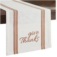 Give Thanks Cotton Table Runner, 14" x 72" Fall Decor