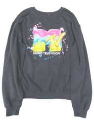 Music Television Junior Womens Gray Rainbow MTV Sweatshirt Sweat Shirt