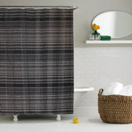 Homewear Linens Saratoga Black Shower Curtain, Tweedy Stripe Bath Decor