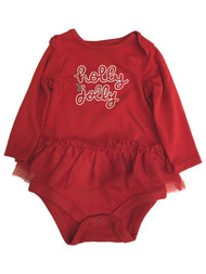 Infant Girls Red Holly Jolly Tutu Dress Bodysuit Christmas Holiday Outfit
