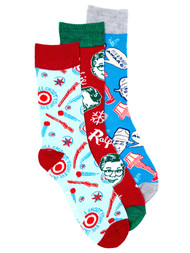 BioWorld Adult Mens 3 Pair A Christmas Story Red Ryder Ralphie Socks Set
