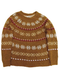 Womens Gold & Red Snowflake Christmas Holiday Sweater