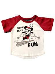 Disney Toddler Boys Red & Off White Short Sleeved Mickey Mouse Tee Shirt