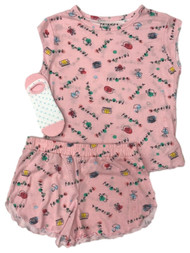 Friends TV Show Womens Pink Tee Shorts & Socks Pajamas Sleep Set