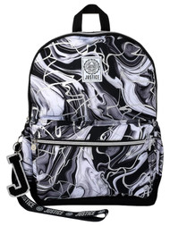 Justice Girls 17" Backpack, Black Marble Pattern with Tech Pocket & Lanyard
