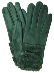 Womens Velvety Soft Green Stretch Texting & Tech Touchscreen Gloves