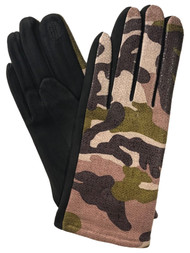 Womens Shimmery Pink Camouflage Stretch Fit Texting & Tech Touchscreen Gloves