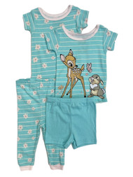 Disney Infant Girls 4 Piece Bambi & Thumper Blue Pajama Sleep Set