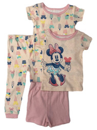 Disney Infant Girls 4pc Pink Knit Minnie Mouse Pajamas Baby Sleep Set