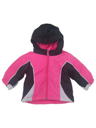 Infant Girls Pink & Black Waterproof Snow Coat Baby Ski Jacket w/ Pockets