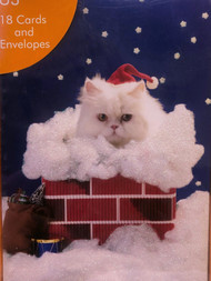 Jolly Holiday 18 Funny Kitty Cat Santa In Chimney Holiday Christmas Cards