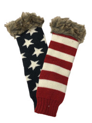 Womens Patriotic Stars & Stripes American Flag Fingerless Gloves