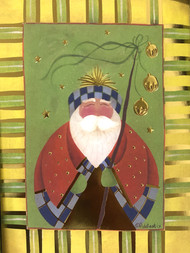 Paper Magic 16 Folk Art Santa Claus Green Holiday Christmas Cards