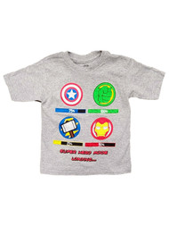 Marvel Toddler Boys Gray Short Sleeved Avenger Super Hero Tee T-Shirt