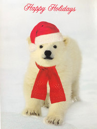 National Geographic 18 Polar Bear Happy Holidays Santa Hat Scarf Christmas Cards
