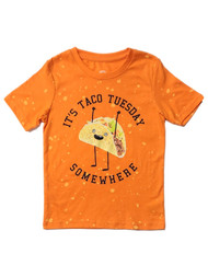 Boys Orange It's Taco Tuesday Somewhere Short Sleeve T-Shirt Tee Shirt
