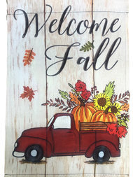 Welcome Fall Red Truck Pumpkin Thanksgiving Holiday Garden Flag 18 x 12