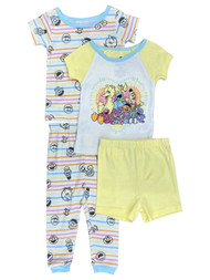 Sesame Street Infant Girls 4 Piece Yellow & Blue Elmo Pajama Sleep Set