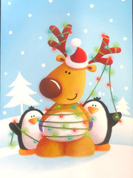 Trimmerry 16 Penguins Hanging Christmas Lights On Reindeer Holiday Cards