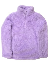 Girls Plush Lavender Purple Quarter Zip Jacket Sweatshirt