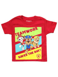 Nickelodeon Boys Red Paw Patrol Teamwork Saves The Day T-Shirt Tee Shirt 4