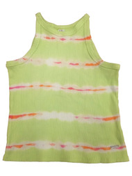 Girls Neon Yellow Pink Orange Striped Sleeveless T-Shirt Tank Top
