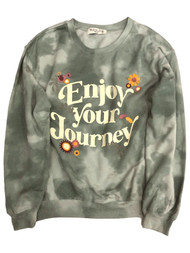 Junior Womens Green Tie Dye Enjoy Your Journey Sweat Shirt Sweatshirt