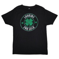 Mens Black Looking For Luck Four Leaf Clover St. Patrick's Day T-Shirt