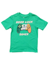 Boys Green Good Luck Gamer Clover Controller St. Patrick's Day T-Shirt