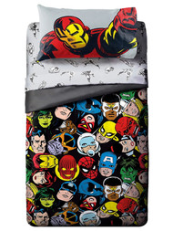 Marvel Comics Faces Reversible 4 Pc Twin Bed in a Bag Set, Comforter & Sheets