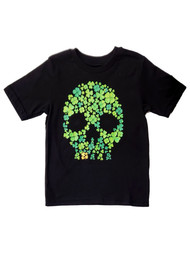 Boys Black Clover Skull Gold Tooth Saint Patty's St. Patrick's Day T-Shirt
