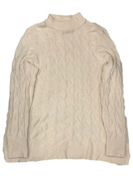 Womens Plus Soft Ivory Cable Knit Pull-Over Sweater