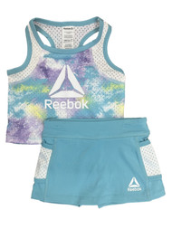 Reebok Toddler Girls Blue Tie Dye 2 Piece Tank Top & Skort Outfit