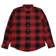 Arizona Mens Red Plaid Long Sleeve Button-Down Flannel Shirt