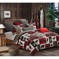 Virah Bella Lodge Life Moose Patchwork Rustic Quilt & Sham Set, Twin Bed 2 Piece