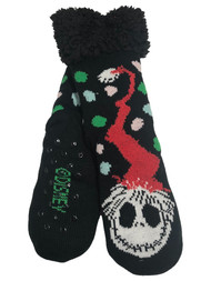 Nightmare Before Christmas Womens Sherpa Jack Skellington Holiday Slipper Socks