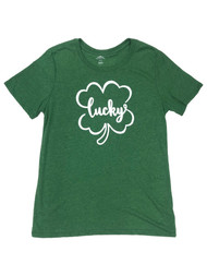 Womens Green Lucky Shamrock St Patricks Day Tee Shirt T-Shirt