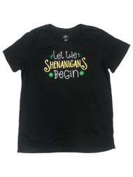 Womens Black Let The Shenanigans Begin St Patrick's Day T-Shirt
