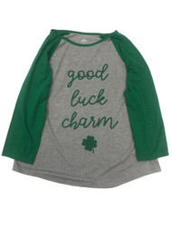 Womens Green Good Luck Charm St Patrick's Day Baseball Shirt T-Shirt