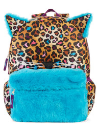 Wonder Nation Cheetah Meow Kitty Cat 16" Backpack, Fur Accent School Bookbag