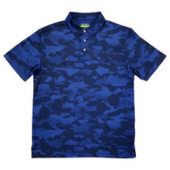 Ben Hogan Mens Blue Camouflage Short Sleeve Performance Polo Shirt