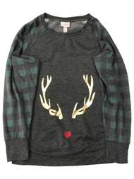 Isabel Maternity Womens Reindeer Christmas Holiday Sweatshirt