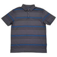 Ben Hogan Mens Gray Blue Stripe Short Sleeve Performance Polo Shirt