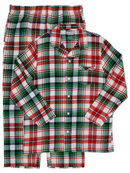 Mens Big & Tall 2-Piece Christmas Plaid Flannel Sleepwear Pajama Set