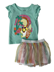 Baby Shark Toddler Girls Surf's Up Hawaiian Themed T-Shirt & Tutu Skirt