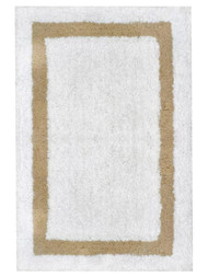 Simply Vera Wang Signature Plush Cotton Bath Rug, White with Beige Border 21x34