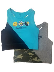 Justice Girls Blue Black Gray Green Camo Athletic Sports Bra Top Active Wear