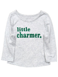 Infant & Toddler Girls Gray St Patricks Day Little Charmer Clover T-Shirt