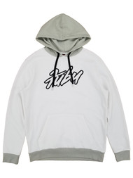 FUBU Mens Big & Tall White & Gray Fleece Pullover Hoodie Sweatshirt